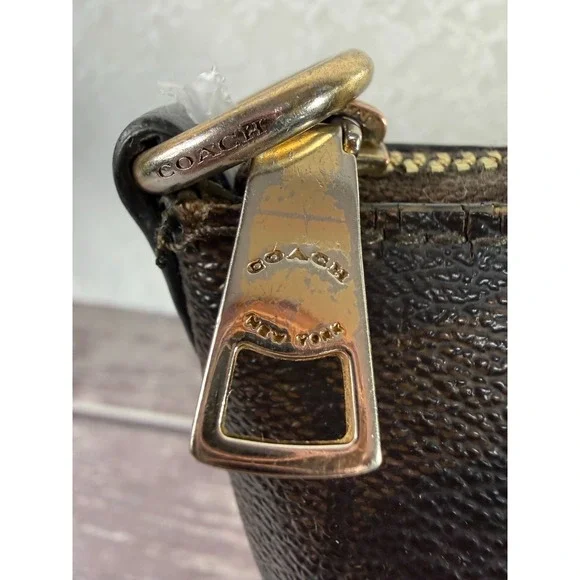 Coach Kelsey Signature Black Canvas Double Handles Zipper Satchel Bag - Picture 14 of 17